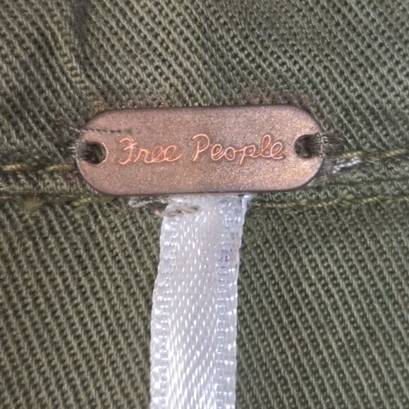 Free People Isla Jumper Womens 10 Flight Suit Aviator Olive Green Cotton Lyocel - Picture 7 of 14